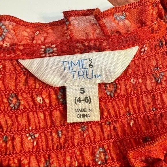 Time and Tru Peasant Top Orange Small - Picture 6 of 9